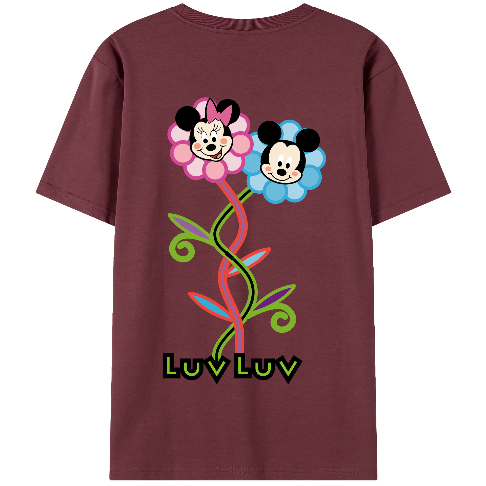 （画像用） ミッキーマウス Mickey Mouse 綿100％半袖Tシャツ（背面プリント）